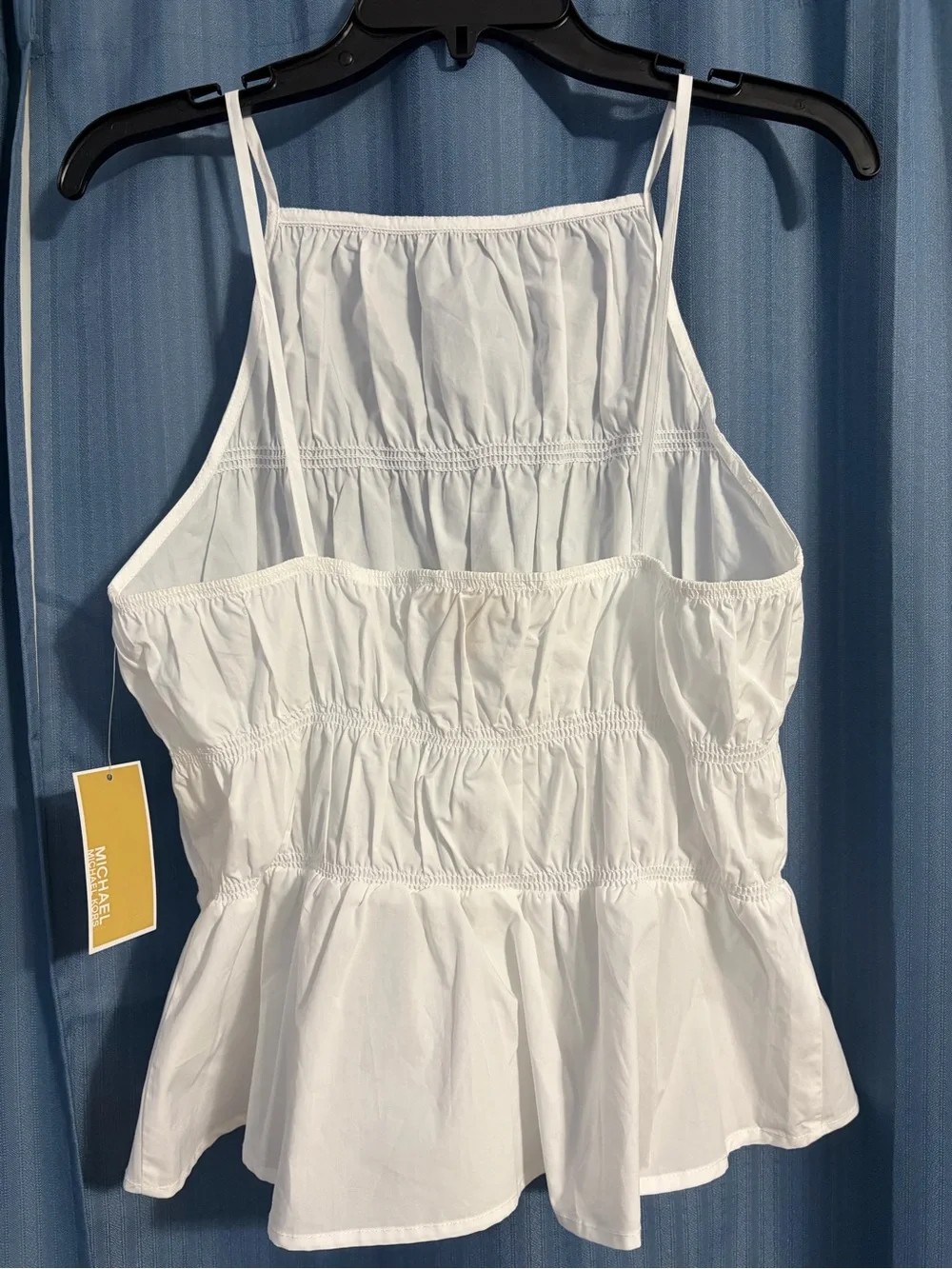 Michael Kors Smocked Peplum White Cami Top Women’s Size Medium